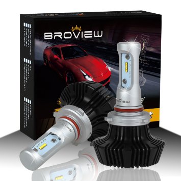 BROVIEW S7 H10 9005 LED Bulb Headlight Conversion Kit - 50W 8000Lumen 6500K White - Philips Chip LED Headlamp Replace HID ampHalogen - 2 Yr Warranty - 2pcsset