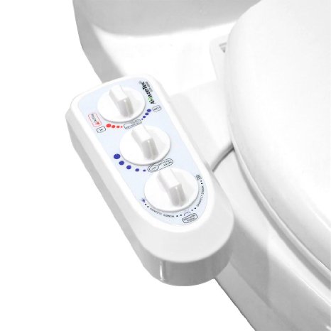 Amazetec® Hot and Cold Water Bidet toilet bidet- Self Cleaning -Dual Nozzle (Male & Female) - Non-Electric Mechanical Bidet Toilet Attachment - Adjustable Water Pressure and Temperature