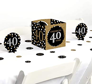 Big Dot of Happiness Adult 40th Birthday - Gold - Birthday Party Centerpiece & Table Decoration Kit