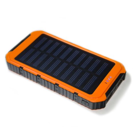 10000mah Solar Charger Portable Dual USB Waterproof Solar Power Bank, Solar Power Bank Battery Charger Cell Phone iPhone 6 6s Plus Samsung S5 S6 S7 Note 4 5