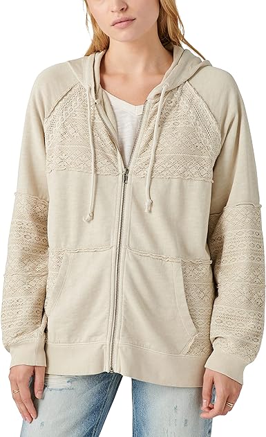 Lucky Brand Women's Lace Zip Up Hoodie