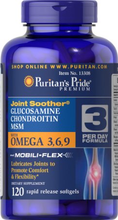 Puritan's Pride Glucosamine, Chondroitin & MSM with Omega 3, 6, 9-120 Softgels