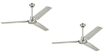 Industrial 56-Inch Three-Blade Indoor Ceiling Fan, Brushed Nickel Finish (Brushed Nickel Steel Blades - 2 pack)