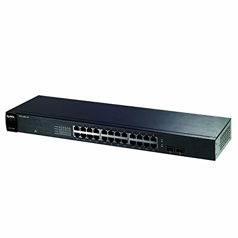 ZyXEL 24-Port Gigabit Ethernet Unmanaged Switch - Fanless Design with 2 SFP Ports [GS1100-24]