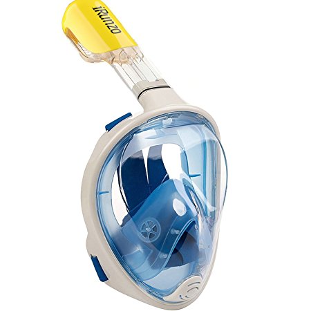 iRunzo Full Face Snorkeling Mask - Free Breath Dry Top Seaview 180 Anti-leak Anti-fog for Adult Men Women