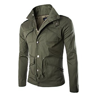 Men's Fall Slim Fit Trench Thick Military Rider Jacket SR708