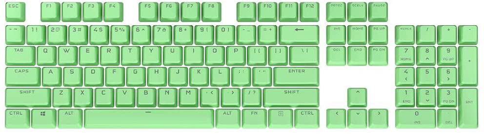 CORSAIR PBT Double-Shot PRO Keycap Mod Kit – Double-Shot PBT Keycaps – Mint Green – Standard Bottom Row – Textured Surface – 1.5mm-Thick Walls – O-Ring Dampeners