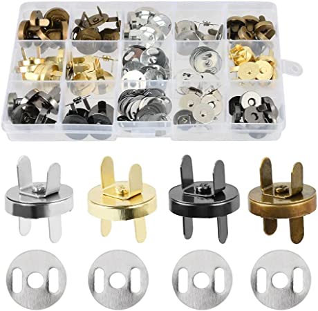 TIMESETL 40 Sets 18mm Magnetic Button Clasps Snaps Fastener Clasps DIY Craft Sewing Buttons Knitting Buttons Sets for Sewing, Craft, Purses, Bags, Clothes, Leather, 4 Colors