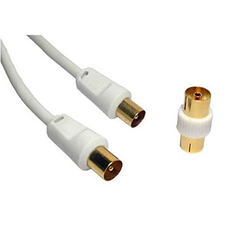 Aptii Coaxial TV/AV Aerial Cable Male to Male 3m   coupler