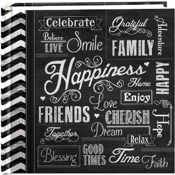 Pioneer Photo Albums 200-Pocket Chalkboard Printed "Happiness" Theme Photo Album for 4 by 6-Inch Prints