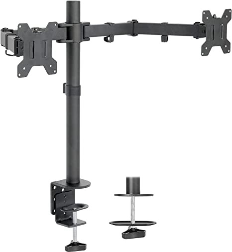 VIVO Dual LCD LED 13 to 27 inch Monitor Desk Mount Stand, Heavy Duty Fully Adjustable, Fits 2 Screens, STAND-V002