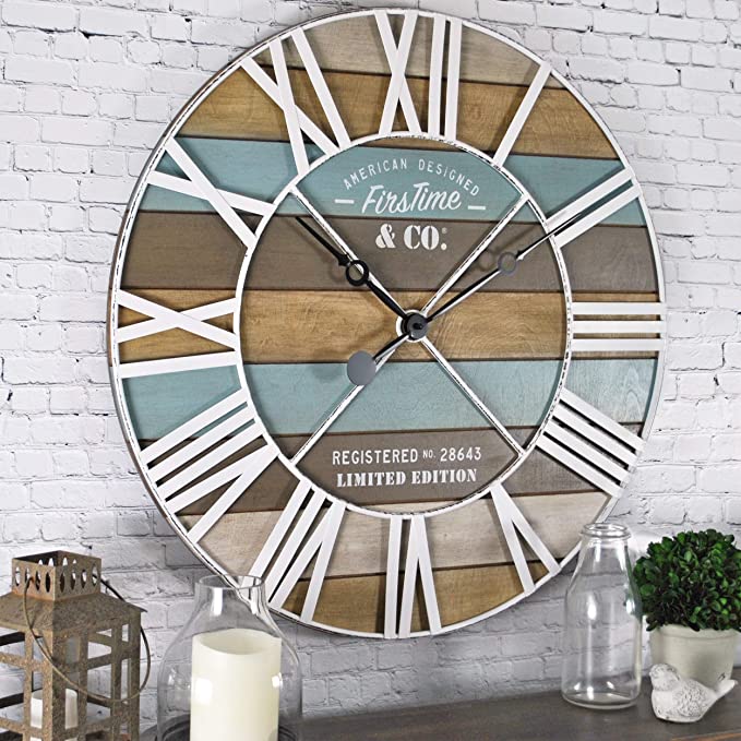 FirsTime & Co. Maritime Planks Wall Clock, 24", Multicolor