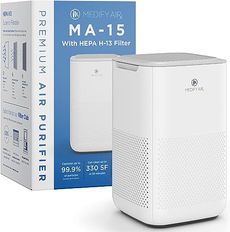 Medify Air Air MA-15 SMART Air Purifier with H13 HEPA filter | Works with Alexa & Certified for Humans | 99.9% removal to 0.1 microns for Wildfire Smoke, Odors, Pollen, Dust, Pet Dander | White-1 Pack