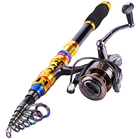 Sougayilang Portable Telescopic Fishing Rod and Reel Combos Travel Spinning Fishing Pole Kits
