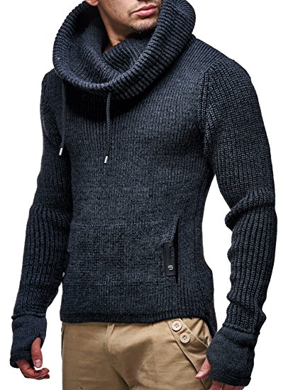 LEIF NELSON Men's Pullover Hoodie Knit Sweater Longsleeve Sweater Sweatshirt LN5060