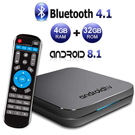 Android TV BOX, KM9 Android 8.1 TV Box Amlogic S905X2 Quad Core 4GB RAM 32GB ROM Bluetooth 4.1 Dual-Band WIFI 2.4G/5G Ethernet Internet Set Top Box with Smart Breathing Light Support 3D 4K Ultra HD USB 3.0