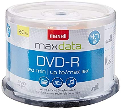 MAXELL DVD-R 4.7 RECORDABLE (Spindle Case) - Spindle 50 Blank DVD-R Disc, (638011)