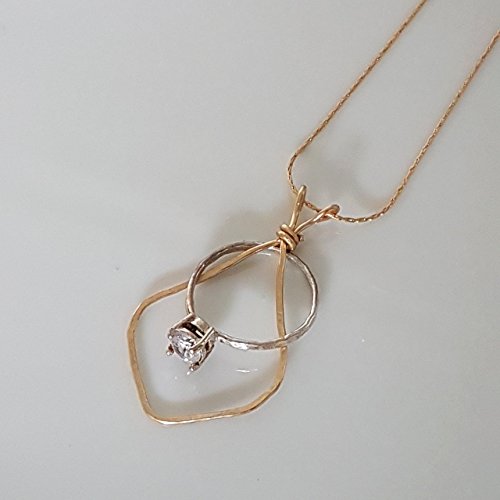 Wedding ring holder necklace in gold filled 16.5"-18" with extension chain