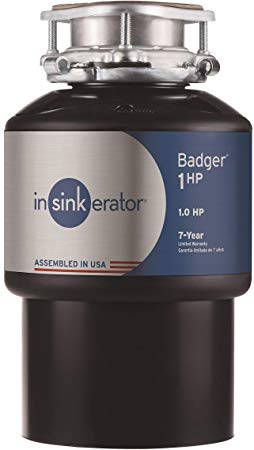 InSinkErator Garbage Disposal, Badger 1HP Continuous Feed, 1 HP, Black