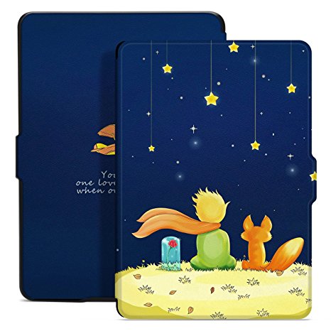 Ayotu Colorful Case for Kindle Paperwhite Thinnest and Lightest PU Leather Smart Cover, Auto Wake/Sleep,Fits All 2012, 2013, 2015 and 2016 Versions Kindle Paperwhite 300 PPI,K5-09 The Boy and Fox