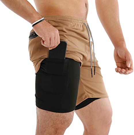 MECH-ENG Men's Workout Running 2 in 1 Shorts Training Gym 7" Short with Pockets