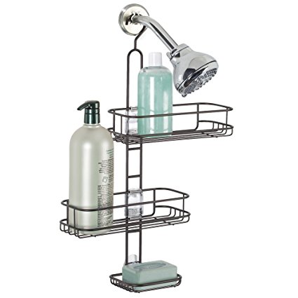 mDesign Adjustable Bathroom Shower Caddy for Shampoo, Conditioner, Soap - Bronze