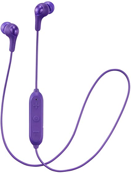 JVC Gumy Plus Wireless Bluetooth In Ear Headphones Earphones with Bass Boost, Comfortable Earbuds and Built In Mic and Remote for Call Handling, Violet