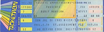 Barry Manilow 1983 Comes Night Unused Concert Ticket