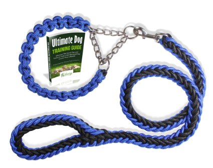 Olivery Heavy Duty Dog Martingale Braided Collar with Solid Hand Crafted Leash for Medium and Large Dogs Agility Obedience Behavior Training and Everyday Walk - Free Ebook