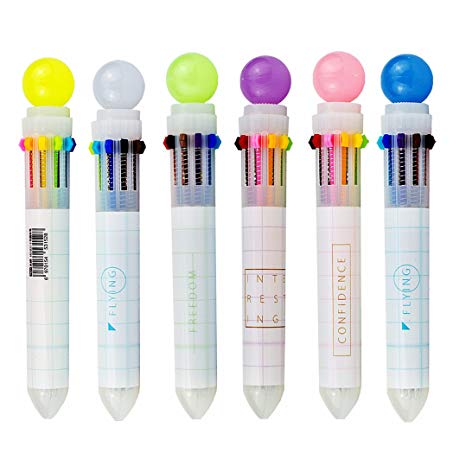 Lbxgap 6 Pack of 10-in-1 Retractable Ballpoint Pens,10 Vivid Colors in Every Pen,Multicolor Pens for Office School Supplies Students Children Gift