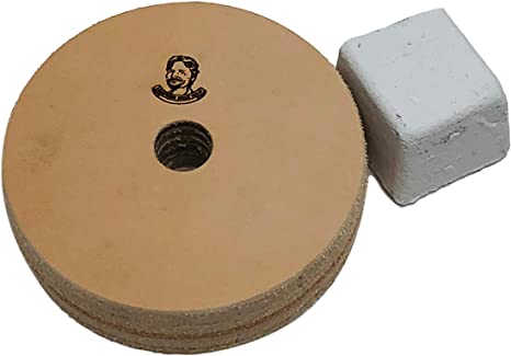 3" Leather Honing Wheel - Buffing Compound Included (3/4" Wide)
