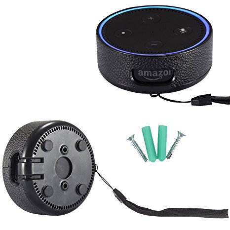 JUSUN Stand Guard Holder Protective Case for Amazon Echo Dot, Wall Mount For Amazon Echo Dot (Fits Echo Dot 2nd Generation only) (Black)