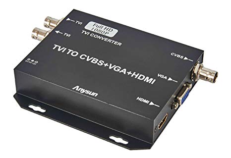 TVI Video Converter Anysun 720P/1080P Analog High Definition TVI Camera connector to HDMI/VGA/CVBS & HDTVI Video Loop Ouput