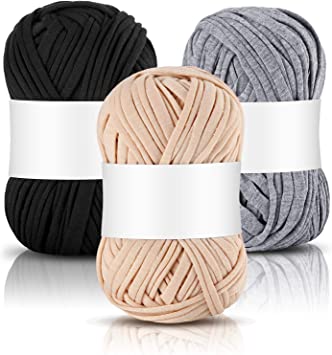 Nuanchu T-Shirt Yarn Fabric Knitting Yarn Spaghetti Yarn Craft in Approx. 121.4 Yards/ 111 Meter Long for Hand DIY Bag Blanket Cushion Crocheting Projects