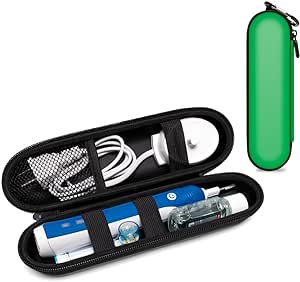 EVA Electric Toothbrush Case - Durable Hard Shell Travel Case with Mesh Pocket - Fits Most Powered Toothbrush Products (Green)