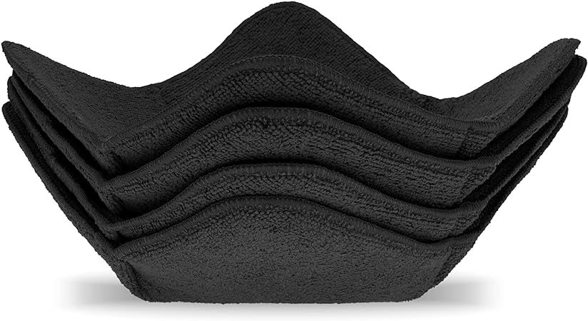 Set of 4 Plate Huggers - Microwave Plate Holder - Reusable Large Bowl Holders - Washable Microwave Plate Hugger - for Hot and Cold Bowls, Dishes and Plate Holders for Microwave (Black)