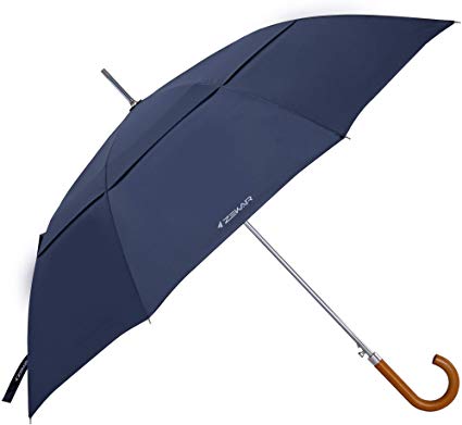 ZEKAR Wood/Bamboo J-Handle Premium Stick Umbrella | 54 & 62 inch | Windproof Large Classic Rain for Men Women | Unique UK Style | 300T Fabric