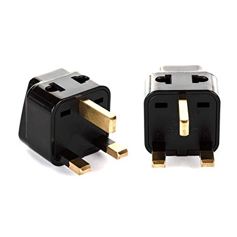 OREI 2 in 1 USA to UK/Hong Kong Adapter Plug (Type G), 2 Pack, Black