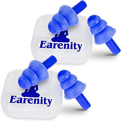 Noise Cancelling Ear Plugs (2 Pack) Silicone Earplugs Best for Shooting, Sleeping, Musicians & Swimming - Earenity