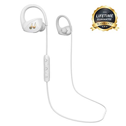 Bliiq Hummingbird Bluetooth Headphones, Wireless Earphones, Professional Sports Headsets, Waterproof Earbuds, Built-In Ambient Mode, Ultra Long Battery Life, Quick Charge, w/ - White