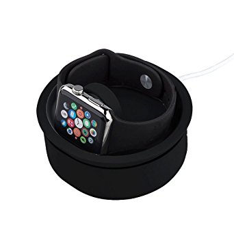 Apple Watch Stand, Anti-dirt Soft Silicone Charging Dock Station for Apple Watch Series 2/Series 1/42mm/38mm (Black)