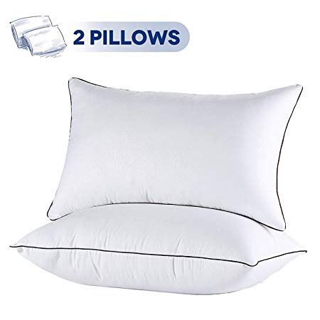 2 Pack Bed Pillows for Sleeping-Hypoallergenic Pillow for Side and Back Sleeper Hotel Pillows Down Alternative Sleeping Pillows with Super Soft Plush Fiber Fill-King Size