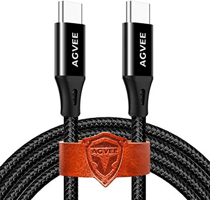 Agvee USB-C to USB-C Cable [3 Pack 10ft] Braided Quick Type-C to C Charger, Support PD 60W Charging Cord for Google Pixel 2/2XL/3/3XL/3a/3a XL, iPad Pro 11/12.9 2018, MacBook, Case Friendly, Black