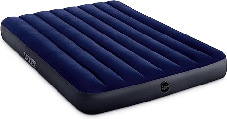 INTEX 64758E Dura-Beam Standard Downy Air Mattress: Fiber-Tech – Full Size – 10in Bed Height – 600lb Weight Capacity – Pump Sold Separately Blue