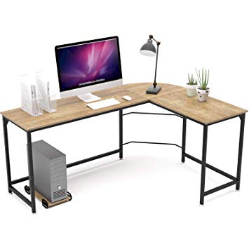 WeeHom Reversible L Shaped Desk 66 Inch Modern Corner Gaming Computer Desk Office Laptop Workstation Home Study Table Wood & Metal,Oak