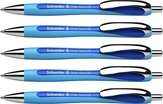 Schneider Slider Rave XB Ballpoint Pen, Box of 5, Blue (132503)