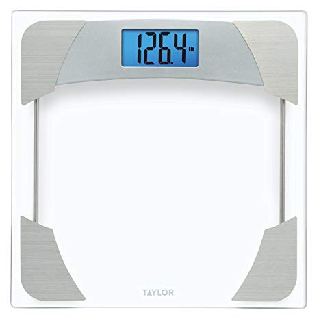 Taylor 400 Lb. Capacity Digital Glass Bathroom Scale Stainless Steel Accents