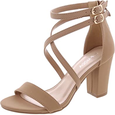 Over The Toe Cross Strap Block Heel Open Toe Dress Sandal