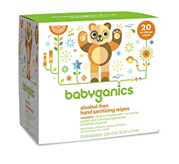 Babyganics Alcohol-Free Hand Sanitizing Wipes, Light Citrus, On-The-Go, 20 count reseal pack