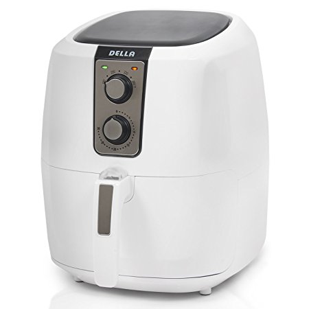 DELLA 048-GM-48268-WH 5.8 quart/1800W Temperature & Timer Controls Air Fryer, White, Small